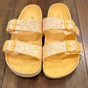 Shade & Shore Yellow Floral Kids Sandals